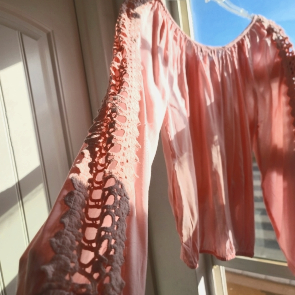 Boho Pink Cut-out Blouse Women's M
